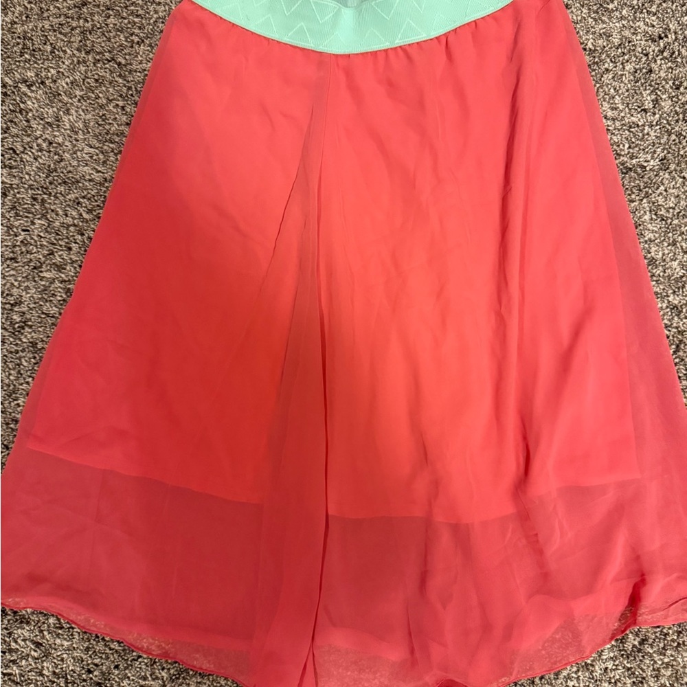 LuLaRoe Coral and Mint A-Line Skirt L NWT